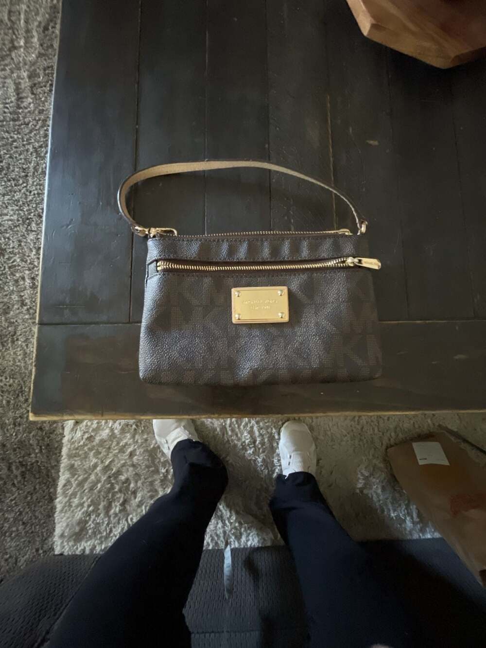 Michael Kors Jet Set Signature Brown Logo Wristlet